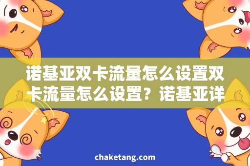 诺基亚双卡流量怎么设置双卡流量怎么设置？诺基亚详细指南教你如何操作