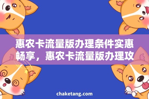 惠农卡流量版办理条件实惠畅享，惠农卡流量版办理攻略详解