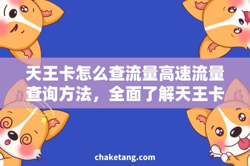 天王卡怎么查流量高速流量查询方法，全面了解天王卡套餐流量使用情况