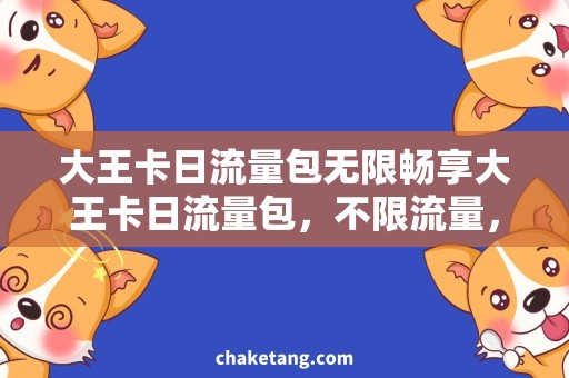 大王卡日流量包无限畅享大王卡日流量包，不限流量，尽情畅玩！