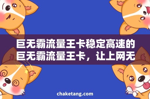 巨无霸流量王卡稳定高速的巨无霸流量王卡，让上网无压力