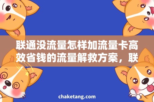 联通没流量怎样加流量卡高效省钱的流量解救方案，联通流量卡如何快速加油？