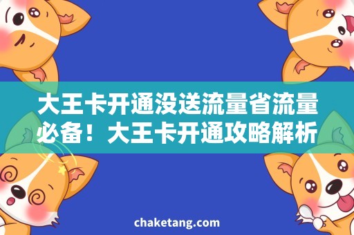 大王卡开通没送流量省流量必备！大王卡开通攻略解析