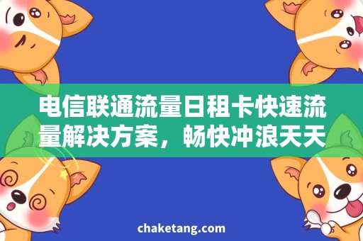 电信联通流量日租卡快速流量解决方案，畅快冲浪天天有