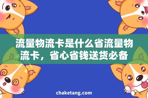 流量物流卡是什么省流量物流卡，省心省钱送货必备