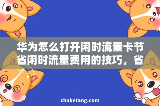 华为怎么打开闲时流量卡节省闲时流量费用的技巧，省心省钱!