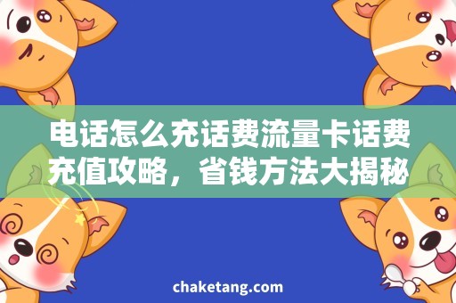 电话怎么充话费流量卡话费充值攻略，省钱方法大揭秘！