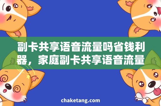副卡共享语音流量吗省钱利器，家庭副卡共享语音流量攻略