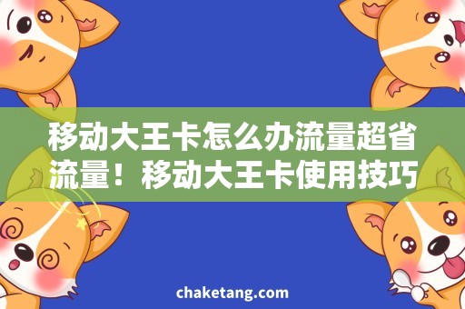 移动大王卡怎么办流量超省流量！移动大王卡使用技巧大揭秘