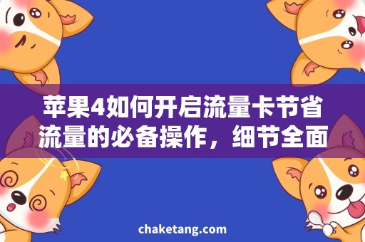 苹果4如何开启流量卡节省流量的必备操作，细节全面解析！