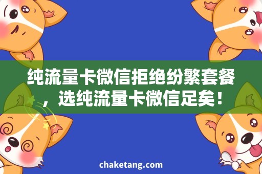 纯流量卡微信拒绝纷繁套餐，选纯流量卡微信足矣！