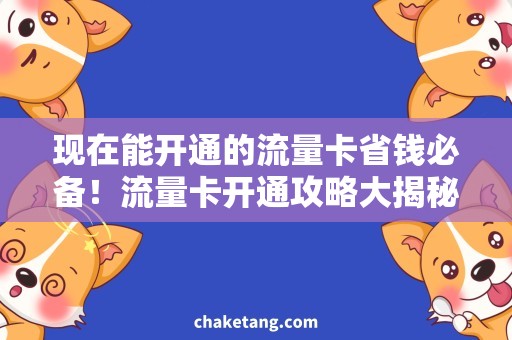现在能开通的流量卡省钱必备！流量卡开通攻略大揭秘！