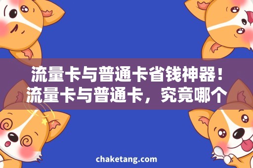 流量卡与普通卡省钱神器！流量卡与普通卡，究竟哪个更划算？