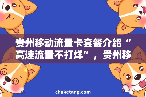 贵州移动流量卡套餐介绍“高速流量不打烊”，贵州移动流量卡套餐福利全解析