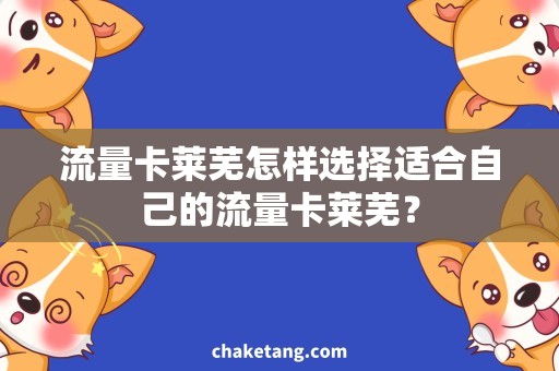 流量卡莱芜怎样选择适合自己的流量卡莱芜？