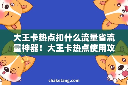 大王卡热点扣什么流量省流量神器！大王卡热点使用攻略大公开