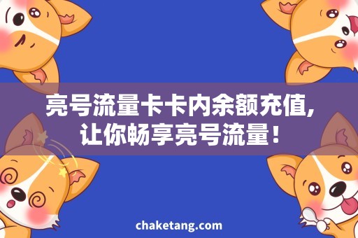 亮号流量卡卡内余额充值,让你畅享亮号流量！