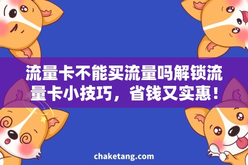 流量卡不能买流量吗解锁流量卡小技巧，省钱又实惠！
