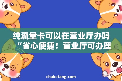 纯流量卡可以在营业厅办吗“省心便捷！营业厅可办理的纯流量卡推荐”