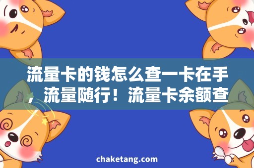 流量卡的钱怎么查一卡在手，流量随行！流量卡余额查询方法大揭秘