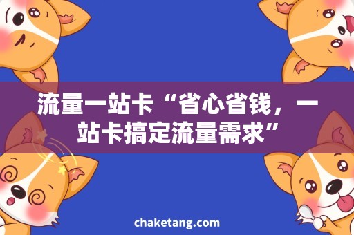 流量一站卡“省心省钱，一站卡搞定流量需求”