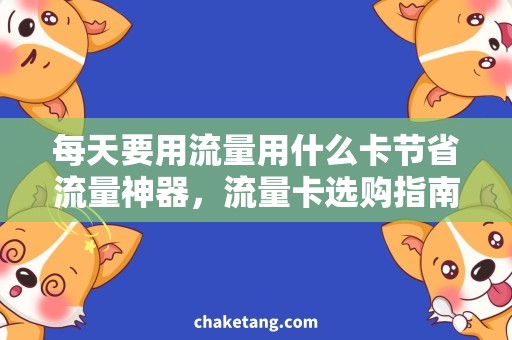 每天要用流量用什么卡节省流量神器，流量卡选购指南