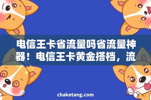 电信王卡省流量吗省流量神器！电信王卡黄金搭档，流量实惠大优惠