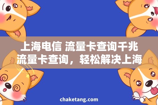 上海电信 流量卡查询千兆流量卡查询，轻松解决上海电信用户的流量烦恼