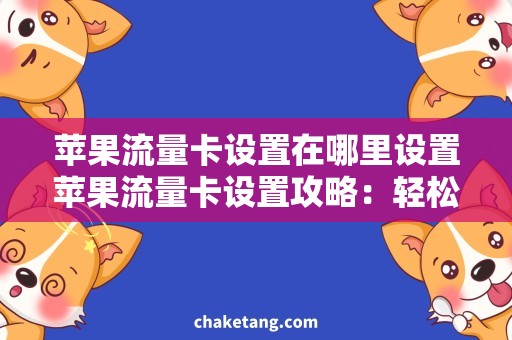 苹果流量卡设置在哪里设置苹果流量卡设置攻略：轻松掌握如何进行流量卡设置