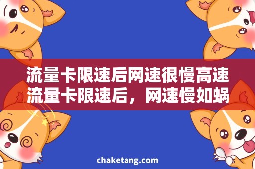 流量卡限速后网速很慢高速流量卡限速后，网速慢如蜗牛？教你如何打破限制！