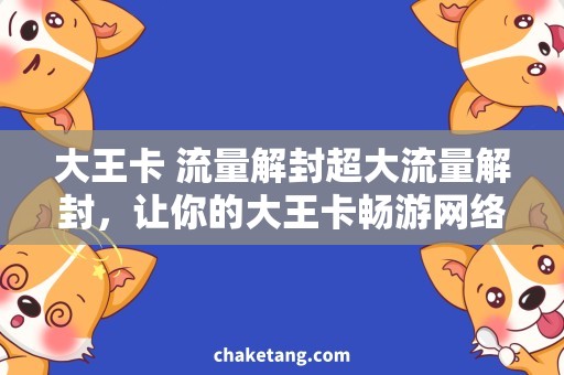 大王卡 流量解封超大流量解封，让你的大王卡畅游网络世界