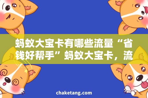 蚂蚁大宝卡有哪些流量“省钱好帮手”蚂蚁大宝卡，流量用不完？！