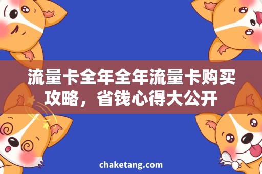流量卡全年全年流量卡购买攻略，省钱心得大公开