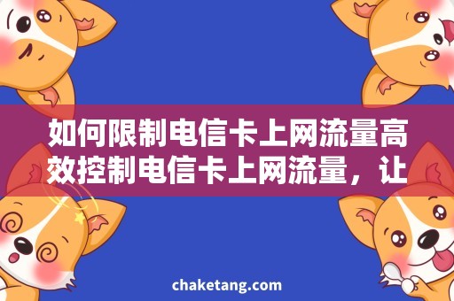 如何限制电信卡上网流量高效控制电信卡上网流量，让你的网络畅通无阻！