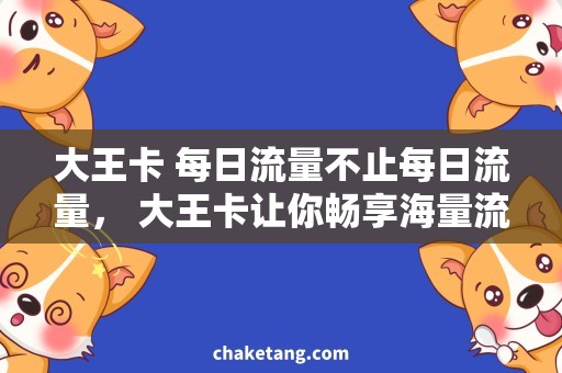 大王卡 每日流量不止每日流量， 大王卡让你畅享海量流量！