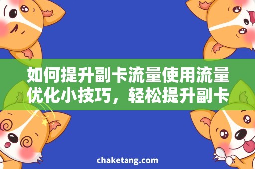 如何提升副卡流量使用流量优化小技巧，轻松提升副卡使用效率