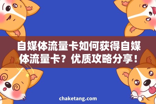 自媒体流量卡如何获得自媒体流量卡？优质攻略分享！