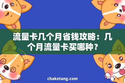 流量卡几个月省钱攻略：几个月流量卡买哪种？