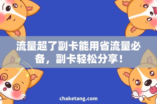 流量超了副卡能用省流量必备，副卡轻松分享！