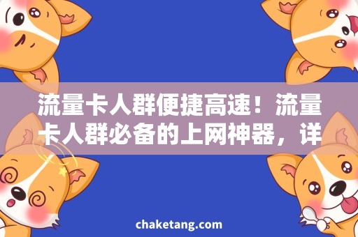 流量卡人群便捷高速！流量卡人群必备的上网神器，详细介绍