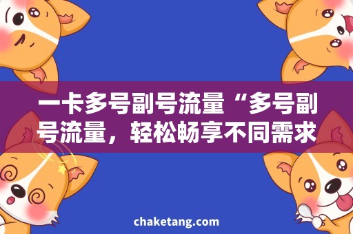 一卡多号副号流量“多号副号流量，轻松畅享不同需求”的标题