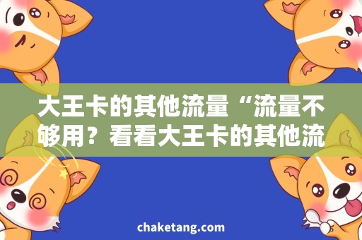 大王卡的其他流量“流量不够用？看看大王卡的其他流量怎么办！”