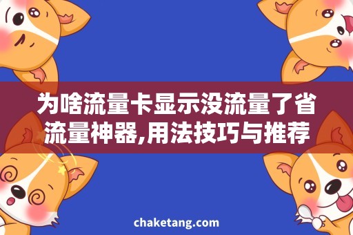 为啥流量卡显示没流量了省流量神器,用法技巧与推荐说明