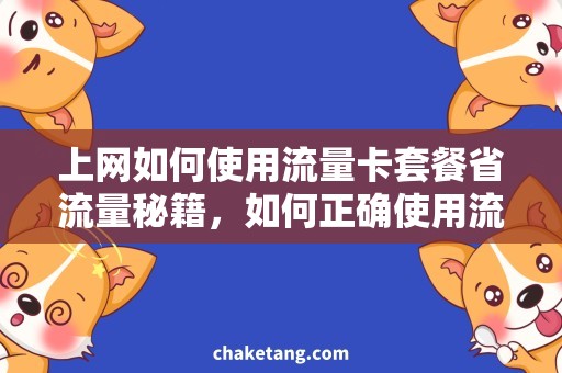 上网如何使用流量卡套餐省流量秘籍，如何正确使用流量卡套餐