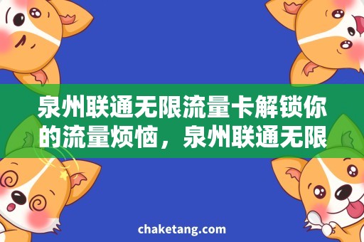泉州联通无限流量卡解锁你的流量烦恼，泉州联通无限流量卡助你畅享网络舞台！
