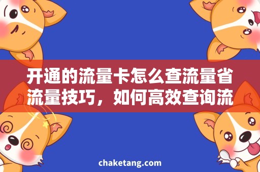开通的流量卡怎么查流量省流量技巧，如何高效查询流量使用情况