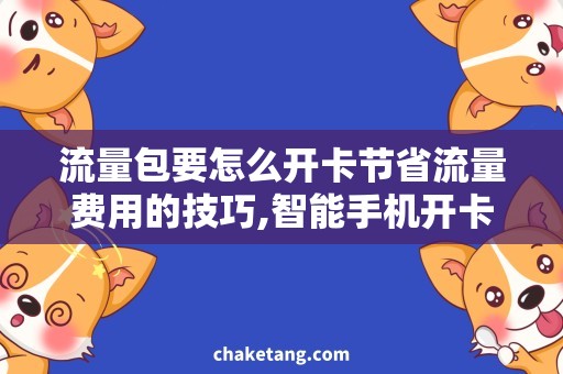 流量包要怎么开卡节省流量费用的技巧,智能手机开卡攻略