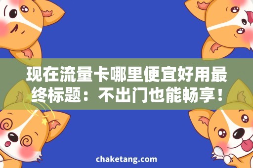 现在流量卡哪里便宜好用最终标题：不出门也能畅享！便宜好用的流量卡推荐