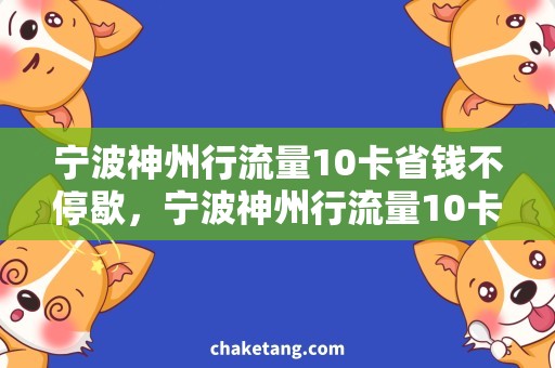 宁波神州行流量10卡省钱不停歇，宁波神州行流量10卡能否满足你的需求