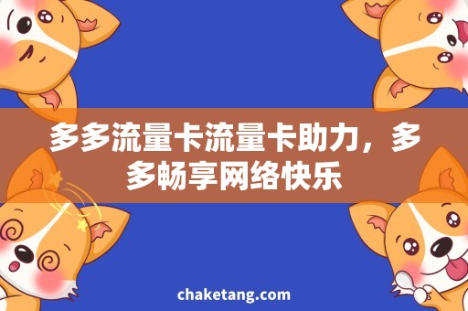 多多流量卡流量卡助力，多多畅享网络快乐